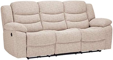 Oak Furniture Land Grayson 3 Seater Electric Recliner Sofa - Dorset Beige Fabric