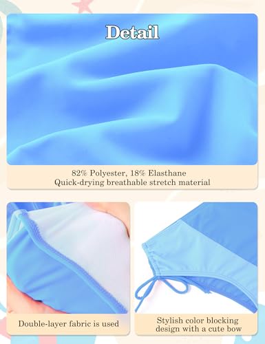 Image of Girls Swimsuits Bikini Set 2 Pieces Color Block Bikini with Adjustable Shoulder Strap Girls Bathing Suit 7-16Y