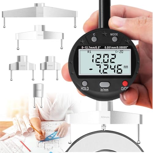 MTTXY Digital Radius Gauge with 10/20/ 30/60 /100mm Measuring Jaws Measuring Radius 0.2-27.5" (5-700mm), HD Display Screen for Industry