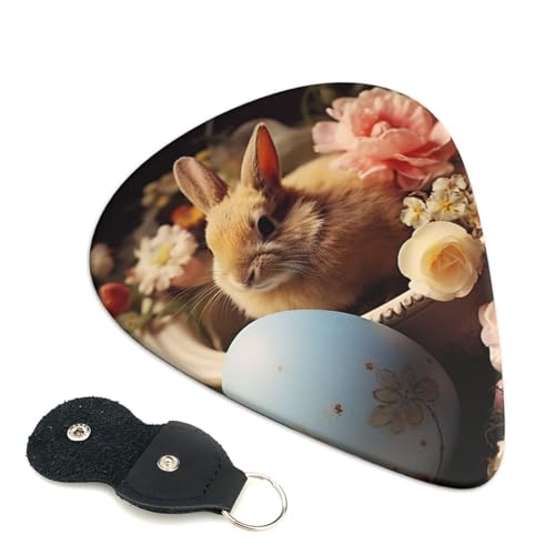 Best Easter wishes Guitar Picks 6 Pack with Guitar Pick Holder, Abstract Art Celluloid Plectrums Gifts for Men Women, Personalized Ukulele Picks for Bass Electric Acoustic Guitars 0.96mm