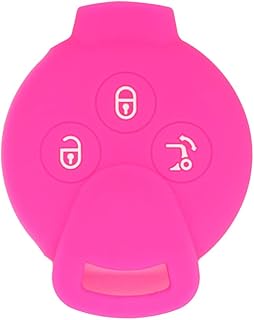 Silicone Cover Protector Case Holder Skin Jacket Compatible with Mercedes Benz Smart Fortwo 3 Button Remote Key Fob CV4953 Rose
