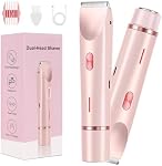 Dermave Bikini Shaver,Dual Head Bikini Trimmer Women,Glow Aura Womens Shaver,New Upgrade Bikini Shaver,2 in 1 Wet & Dry Waterproof Electric Bikini Trimmer for Women,Pink