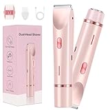 Dermave Bikini Shaver,Dual Head Bikini Trimmer Women,Glow Aura Womens Shaver,New Upgrade Bikini Shaver,2 in 1 Wet & Dry Waterproof Electric Bikini Trimmer for Women,Pink