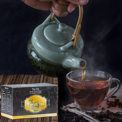 Ceylon Organic Black Tea - Strong Robust Flavor Everyday English Breakfast Iced Or Hot Tea Bags - Low Caffeine, Gluten Free, Calories Free, 100% Natural - Pack Of 1 X 25 Tea Bags (1.5Grams Each) #TOP3