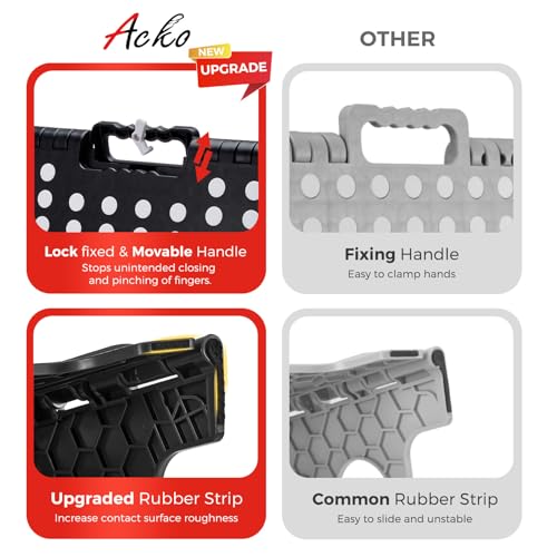 Image of ACKO Folding Step Stool Foldable 17.5 Inch 400 lbs Capacity, Plastic Stools for Adults and Kids, Collapsible Stools for Kitchen, Stepping Stool with Handle (Black)