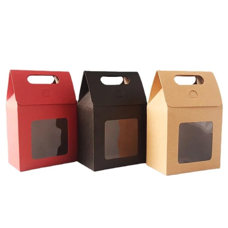 Kraft Geschenkboxen 12/24/48 Stück tragbare Geschenktüten aus Kraftpapier for Hochzeiten, Süßigkeiten-Verpackungsbeutel mit durchsichtigem PVC-Fenster, Dichtungsboxen, Verpackungsbeutel for Unternehme