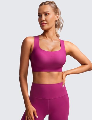 Image of CRZ YOGA Womens Flex Sculpt Racerback Sports Bra - U Neck Medium Impact Padded Wireless Workout Gym Crop Top