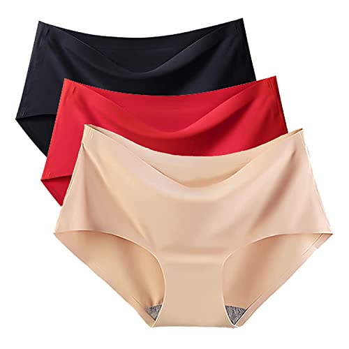 2V BROTHERS Women/Girls ice Silk Invisible Seamless Panty,Mid Rise No Show Laser Cut Hipster Panties,Smooth Stretch Women Hipster Panties for Women Daily Use (1pcs)-Rendom Color