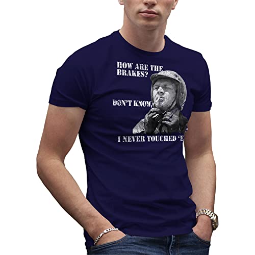 Steve McQueen Biker Motorcycle Cool Classic Retro How are Your Brakes Men's Navy Blue T-Shirt Size XL