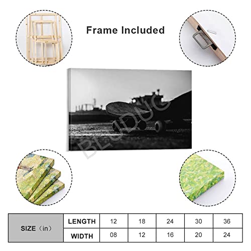 Bludug Skateboarding Poster,Skateboard Art Photo Black And White Skateboard Canvas Wall Art Poster Canvas Painting Wall Art Poster For Bedroom Living Room Decor24X36Inch(60X90Cm) #TOP1