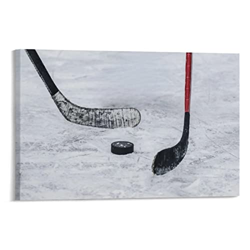 Hockey Poster Hockey Stick And Hockey Canvas Wall Art Hockey Player Print Sports Coach Gift Canvas Painting Posters And Prints Wall Art Pictures For Living Room Bedroom Decor 36X24Inch(90X60Cm) Frame #TOP15