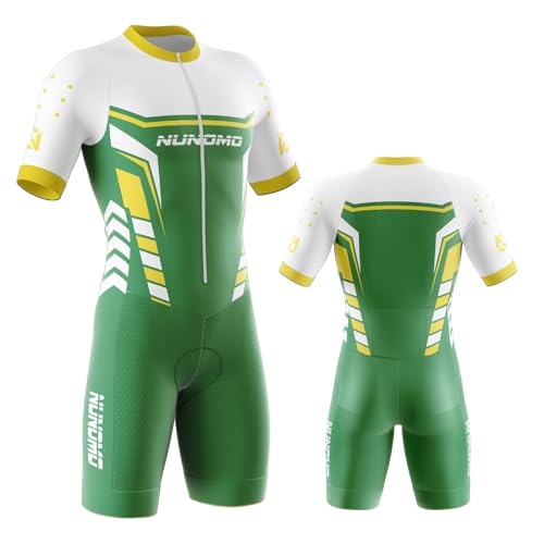 NUNOMO Maillot Ciclismo Hombre - Traje Triatlón Acolchado Mono Racing con Cremallera Entera, Secado Rápido para MTB, Natacióny Deportes Exteriores (TYPE-8,S)