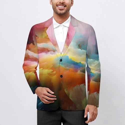 Colorful Gradient Clouds Men's Casual Blazers Slim Fit Sport Coats Blazer Two Buttons Suit Jacket for Work Party2