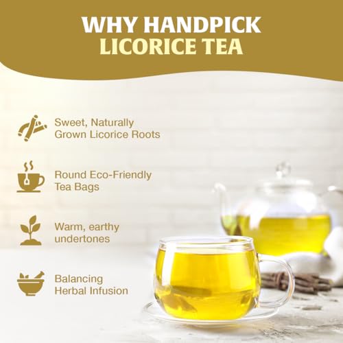 Image of HANDPICK Licorice Root Tea (50 Teabags) Delightful Natural Blend, Non GMO