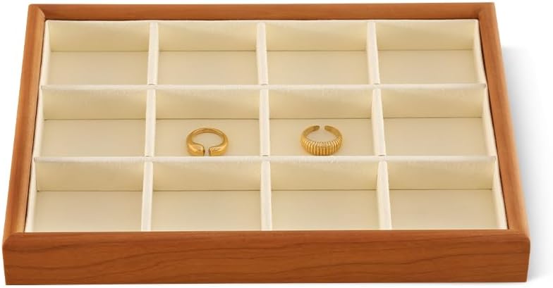 Cherry Wood Blank Jewelry Display Tray, Ring Earrings Bracelet Necklace Storage Holder Tray, Stackable Jewelry Organizer Tray, Wooden Jewelry Accessories Tray, Brooches Cufflink Plate