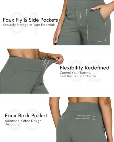 Image of G4Free EverGoing Yoga Pants Women Wide Leg Pants with Pockets High Waist Stretch Dress Casual Sweatpants Petite /Regular /Tall