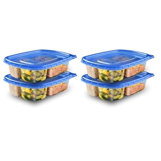 Ziploc Food Storage Meal Prep Containers Reusable for Kitchen Organization, Smart Snap Technology, Dishwasher Safe, Divided Rectangle, 2 Count (Pack of 2)