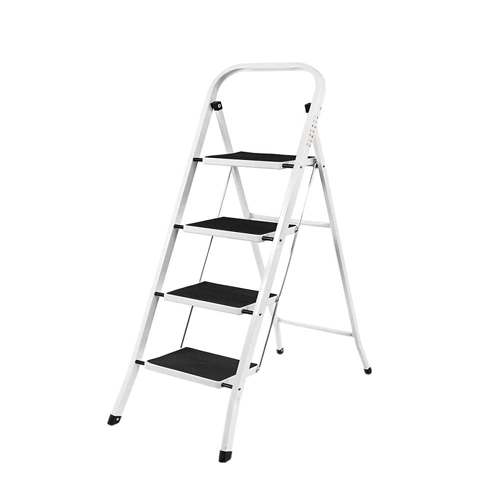 4 Step Ladder, Heavy Duty Steel, Folding, Portable Kitchen Stool With Anti-Slip Mat, Ideal for Home/Kitchen/Garage/Office/Market/Garden — image 1