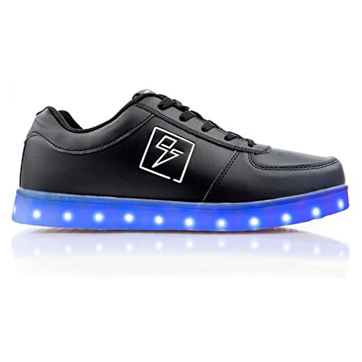 Light Up Shoes - Bolt Low Top, 9 B(M) US Women / 7 D(M) US Men Black
