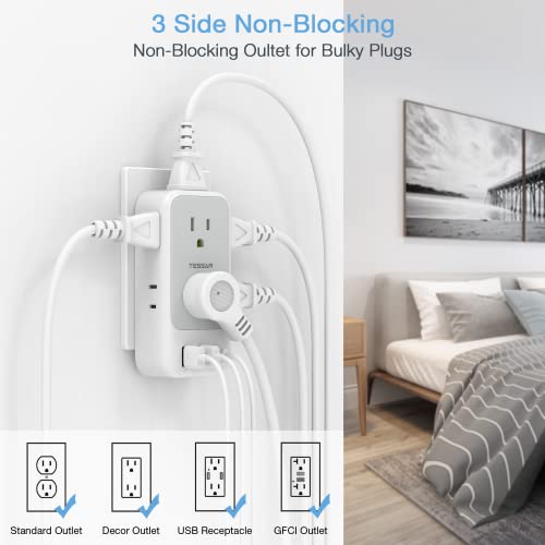 Multi Plug Outlet Extender With Usb C, Tessan Electrical 7 Outlet Splitter With 3 Usb Wall Charger, Multiple Power Expander For Home, Cruise, Office, Dorm Essentials #TOP3