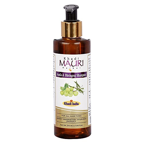 Liberelle Khadi Mauri Herbal Amla and Bhringraj Herbal Shampoo - Prevents Hairfall & Damage, Strengthens Roots & Hair Follicles - Enriched with Natural Ingredients - 210 ML