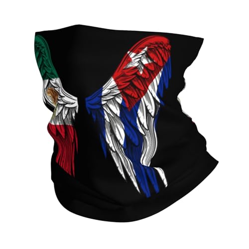 Mexico Mexican and Cuba Cuban Flag Wings Neck Gaiter Face Cover Mask Bandana Gator Balaclava Tube Face Scarf Headband Outdoor Sport Mask Sun Protection for Women Men