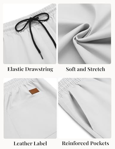 COOFANDY Men's Casual Shorts Cotton Elastic Waist Drawstring Shorts Lightweight Summer Beach Shorts4