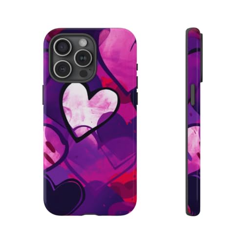 Coque iPhone 15 Pro Max brillante aux motifs cœurs pop art