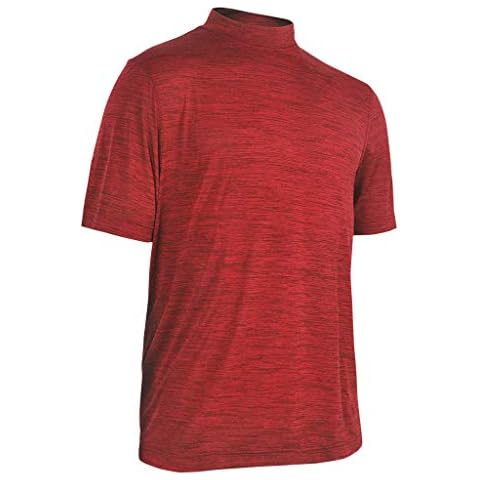 Monterey Club Men's Melange Jersey Performance Mock Shirt #1029 (Red, X-Large) Cover
