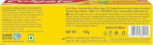 Image of Colgate Active Salt Lemon Toothpaste , Pack of 200g Germ-Fighting Colgate Toothpaste With Active Natural Salt & Lemon For Fighting Sticky Germs & Yellowness Giving Healthy White Teeth & Tight Gums