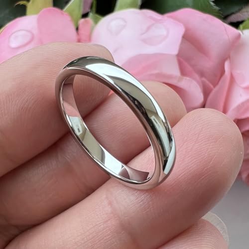 Image of TUTISS 2mm 3mm 4mm 5mm 6mm 7mm 8mm 10mm White Tungsten Rings for Men Women Engagement Wedding Bands Domed Polished Shiny Comfort Fit