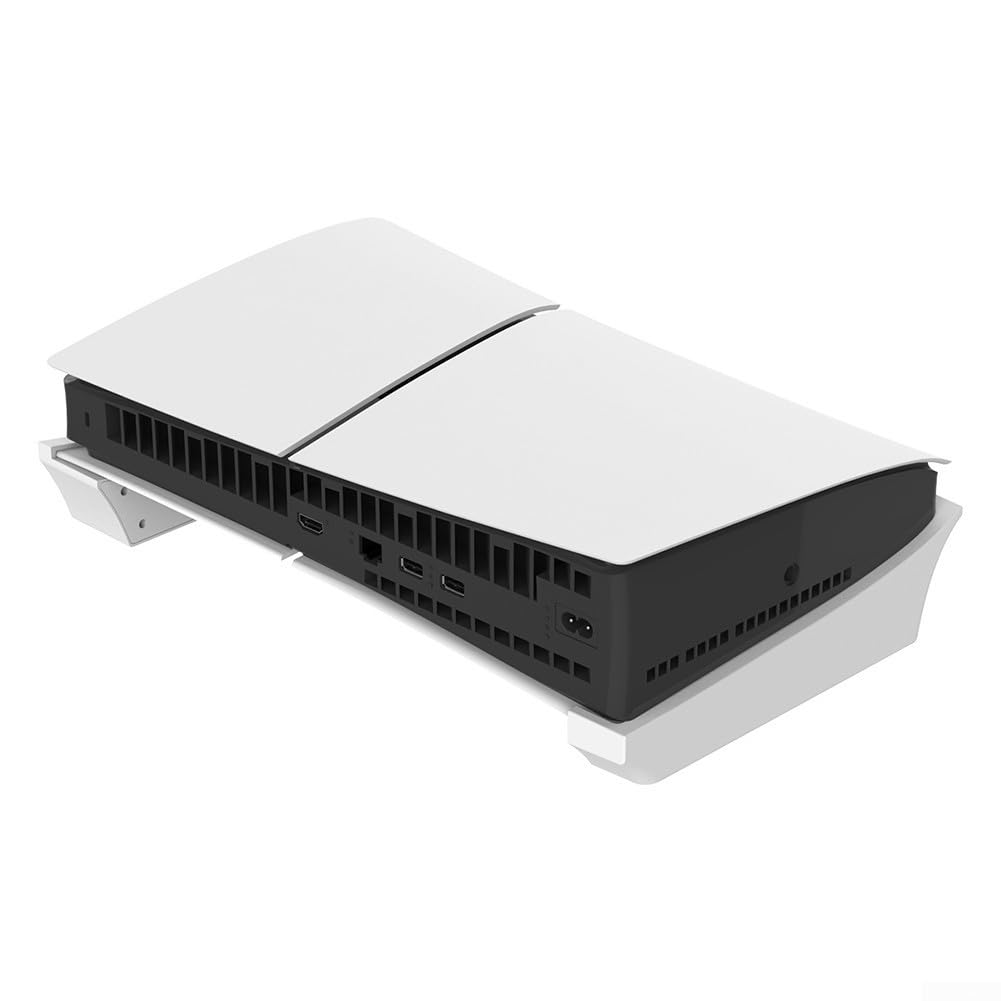 Soporte horizontal para PS5 Pro para discos y ediciones digitales, base de consola de juegos ABS con diseño que ahorra espacio, plataforma segura estable para configuración blanca o negra (blanco)