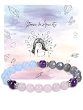 Jovivi Aquamarine Rose Quartz Labradorite Bracelet Spiritual Crystal Healing for Anxiety & Stress Relief | Protection Jewellery | Mindfulness Gifts for Women