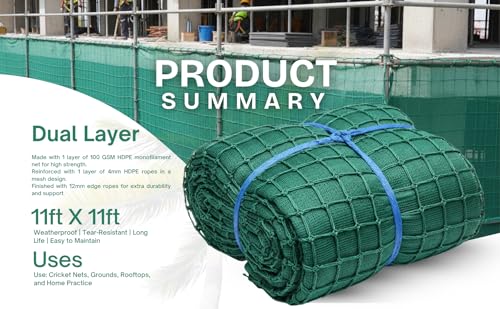 Image of HDPE 2 Layer Coconut Safety net /Coconut Fall Protection Net Green Colour 11 feet x 11 feet Heavy Duty Safety