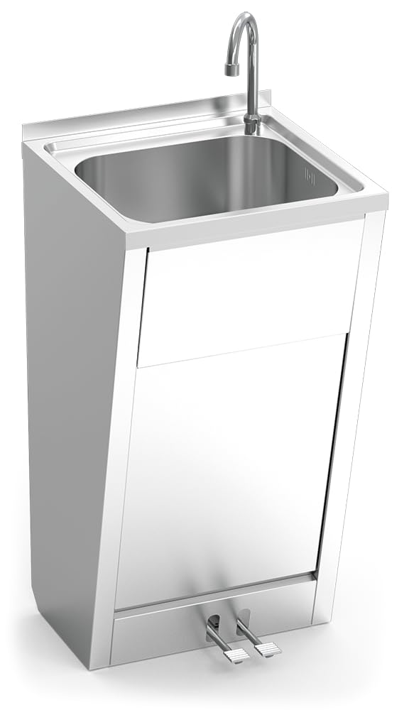 Lava mani in acciaio inox su base normale a 2 pedali, 450 x 450 x 850 mm