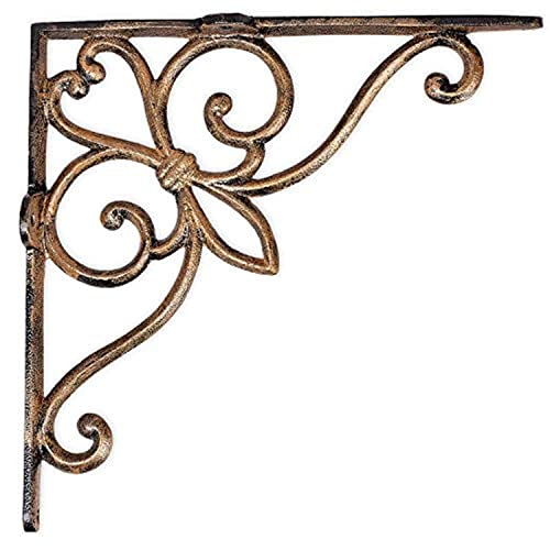 Image of Sharpex Wall Mounted Metal Bracket | Decorative Wall Hook Plant Hanger for Hanging Pots, Bird Feeders, Flower Baskets, Planters, Lanterns, Lamps, and Wind Chimes for Indoor /Outdoor Use (Gold, 1 Pc)