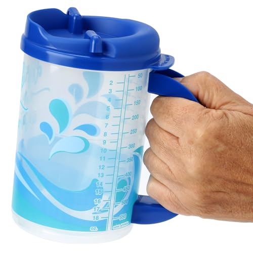 Image of Plum Hill Hospital Cup with Lid and Straw, Lightweight 20 Oz Bedside Mug | Large Water Cup with Measurement Markers, Medical Water Bottle, Clear Plastic Mug