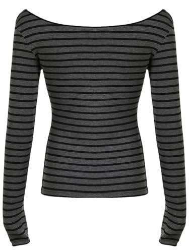 Y2K Shirts Long Sleeve V Neck Grunge Aesthetic T Shirt for Women3