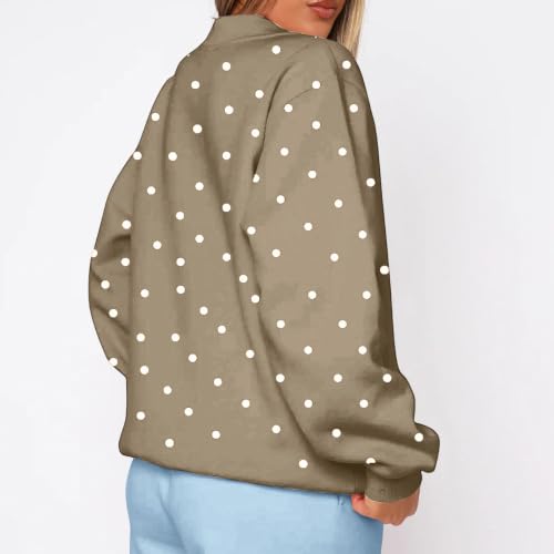 Oversized Crew Neck Sweatshirts Women Lounge Fleece Sweet Pullover Tops | Loose Fit, Polka Dots, Long Sleeve, Crew Neck, Warm, Casual, Oversized, Teacher, Camping, Party, Fall Outfits for Women — view 5