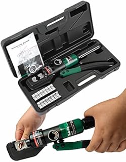 UTZIKO Hydraulic Cable Lug Crimper 10 US TON 12 AWG to 00 (2/0) Electrical Terminal Cable Wire Tool Kit with 9 Die (12awg~00awg Crimping Tool)