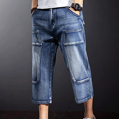 Short en jean patchwork homme en coton bleu CLSDRZC - 2
