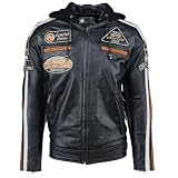 URBAN 5884 Chaqueta Moto Hombre en Cuero 58 Gents, Cazadora de Moto de Piel de Cordero, Armadura Removible para Espalda, Hombros y Codos, Negro, XXL