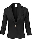 Luna Flower Women's 3/4 Shirring Sleeve One Button Comfortable Blazer