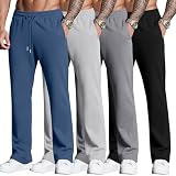 Neer 4 Pack Men's Sweatpants Joggers with Pockets Open Bottom Gym Athletic Pants Baggy Workout Casual Running Clothing(Black, Gray, Light Gray, Haze Blue,Medium)