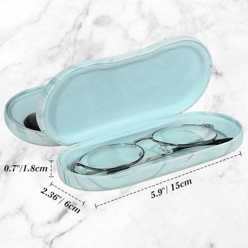 Image of MoKo Double Eyeglass Case, 2 in 1 Double Sided Portable Glasses Case Contact Lens Case with Mirror Eye Glasses Carrying Bag Anti-Scratch Sunglasses Pouch Protective Eyewear, Blue Water Color