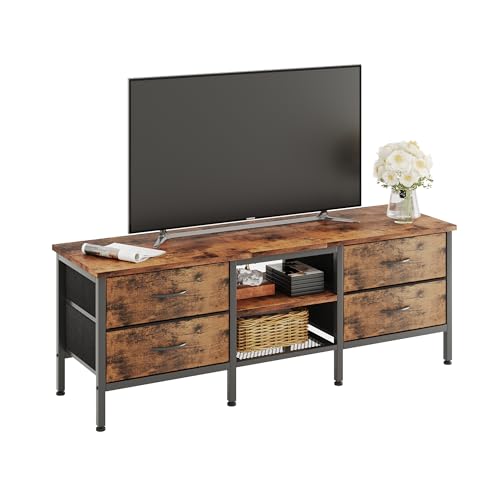 CAIYUN TV Stand with Storage, TV Table 55 Inch with Drawers for 60 65 Inch TV, TV Console Table, TV Bench for Living Room, Bedroom(Brown,55 Inch)