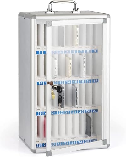 Armario de teléfono móvil con cerradura – Armario de almacenamiento de aleación de aluminio – Montaje en pared para aulas – Múltiples opciones de ranura disponibles