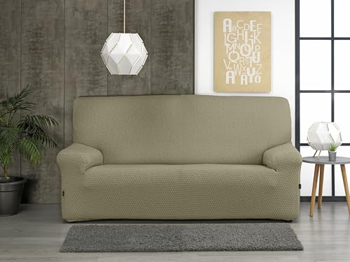 Housse de canapé extensible pour rénover un canapé 2 places usé lin - 3