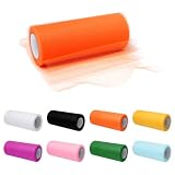 Rebanky 8 Piezas Rollos de Tul Colores 15cm x 22.8m Tela Tul de Colores por Metros Poliéster para Manualidades, Tutús de Ballet, Bodas, Falda de Mesa y Decoración DIY