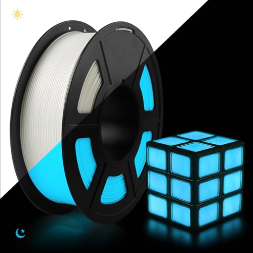 TECBEARS PLA Glow in The Dark Filament, 1kg, White PETG, Glow Blue